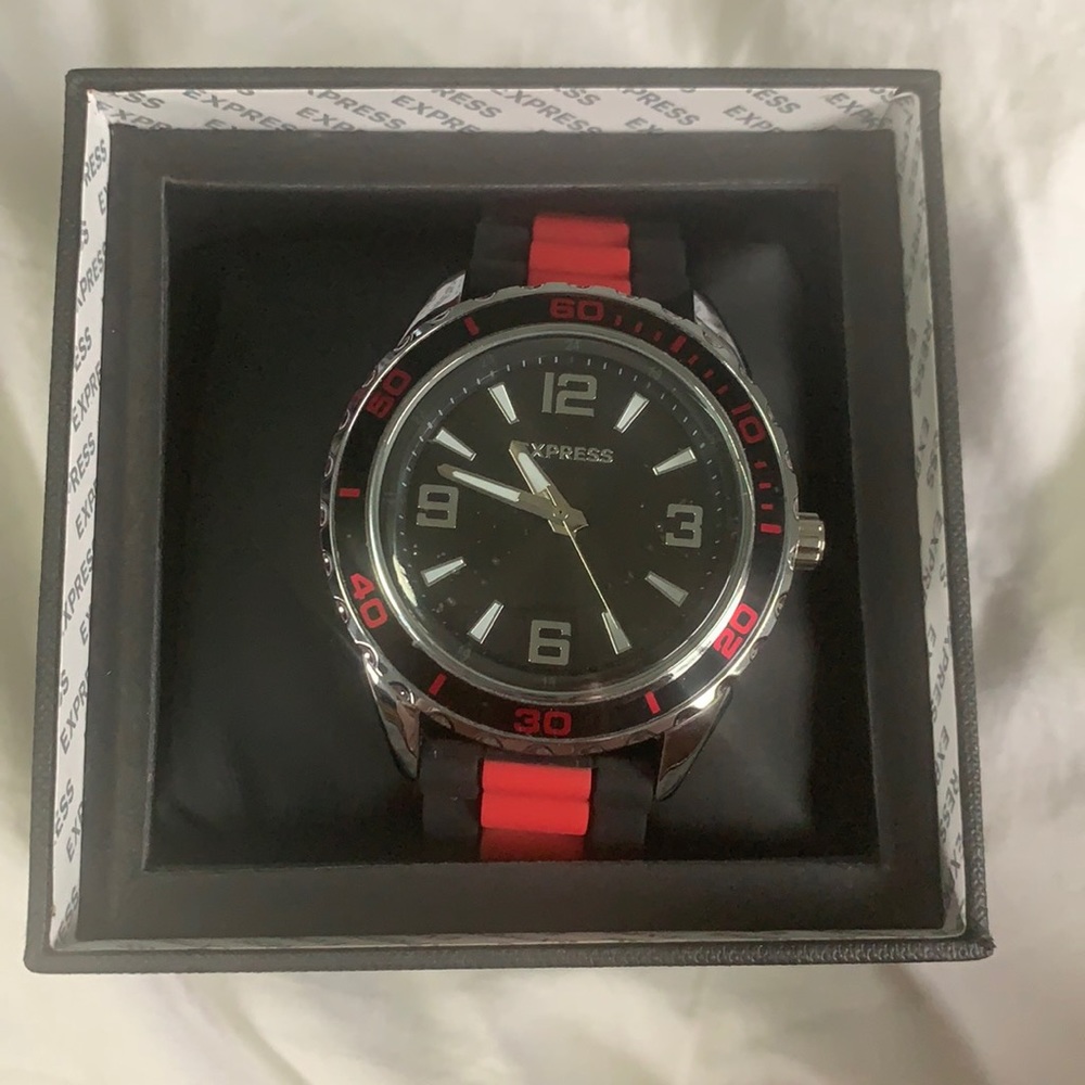 black & red watch. Brand new with tags in box